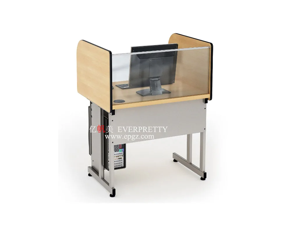 School Laboratory Furniture Student Online Study Wooden Modern Single Metal Computer Desk with Shelf