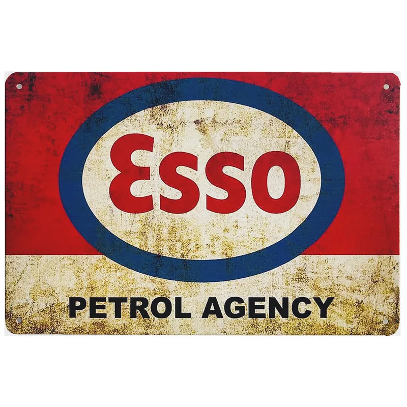 Shabby Chic Vintage Metal Tin Signs Gulf Esso Agip Man Cave Plate Motor Oil Garage Wall Stickers Gas Decor Plaque