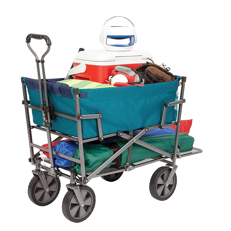 double decker camping folding wagon cart with 4