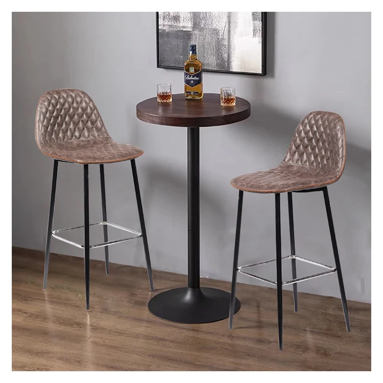 Высококачественный промышленный барный стул K & B, стул для кухни, кожаные высокие барные стулья с металлическими ножками