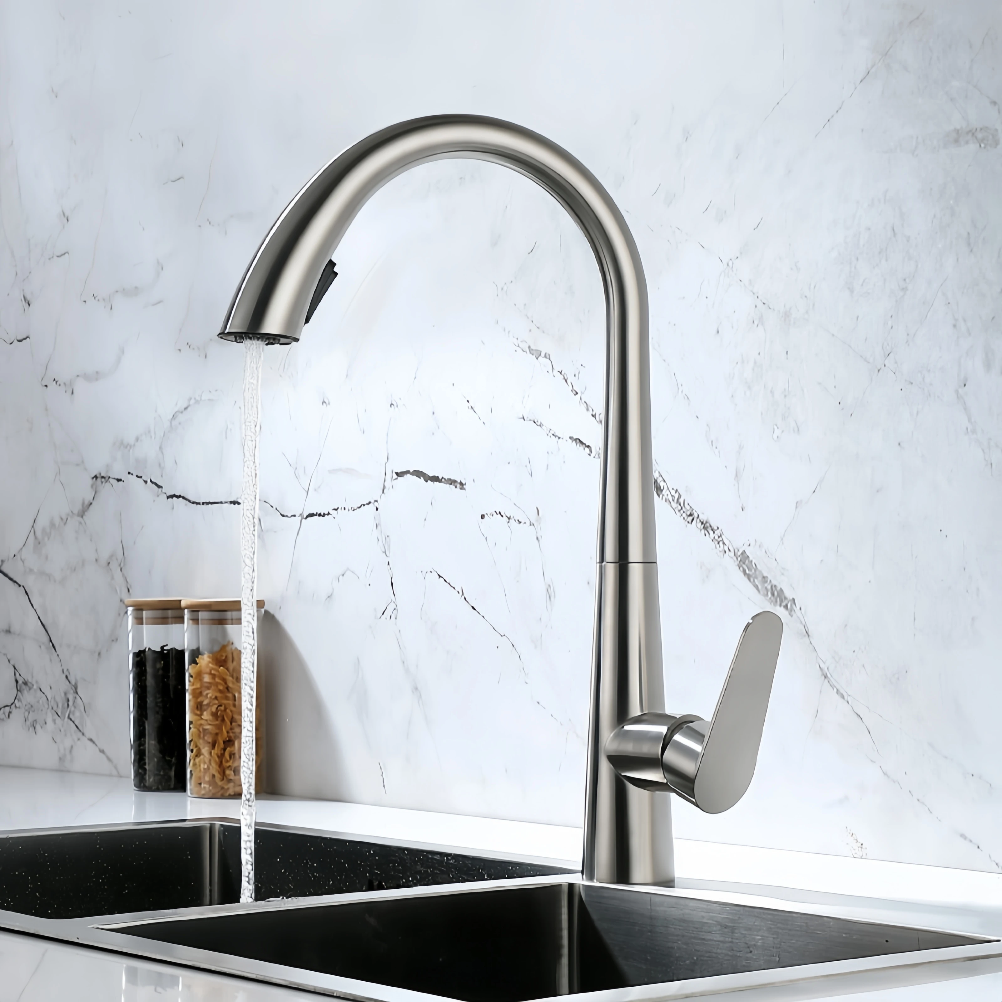 New kitchen faucet stainless steel 304 water tap modern kichen kitchen taps brass pull out sprayer kitchen mixer sink faucets