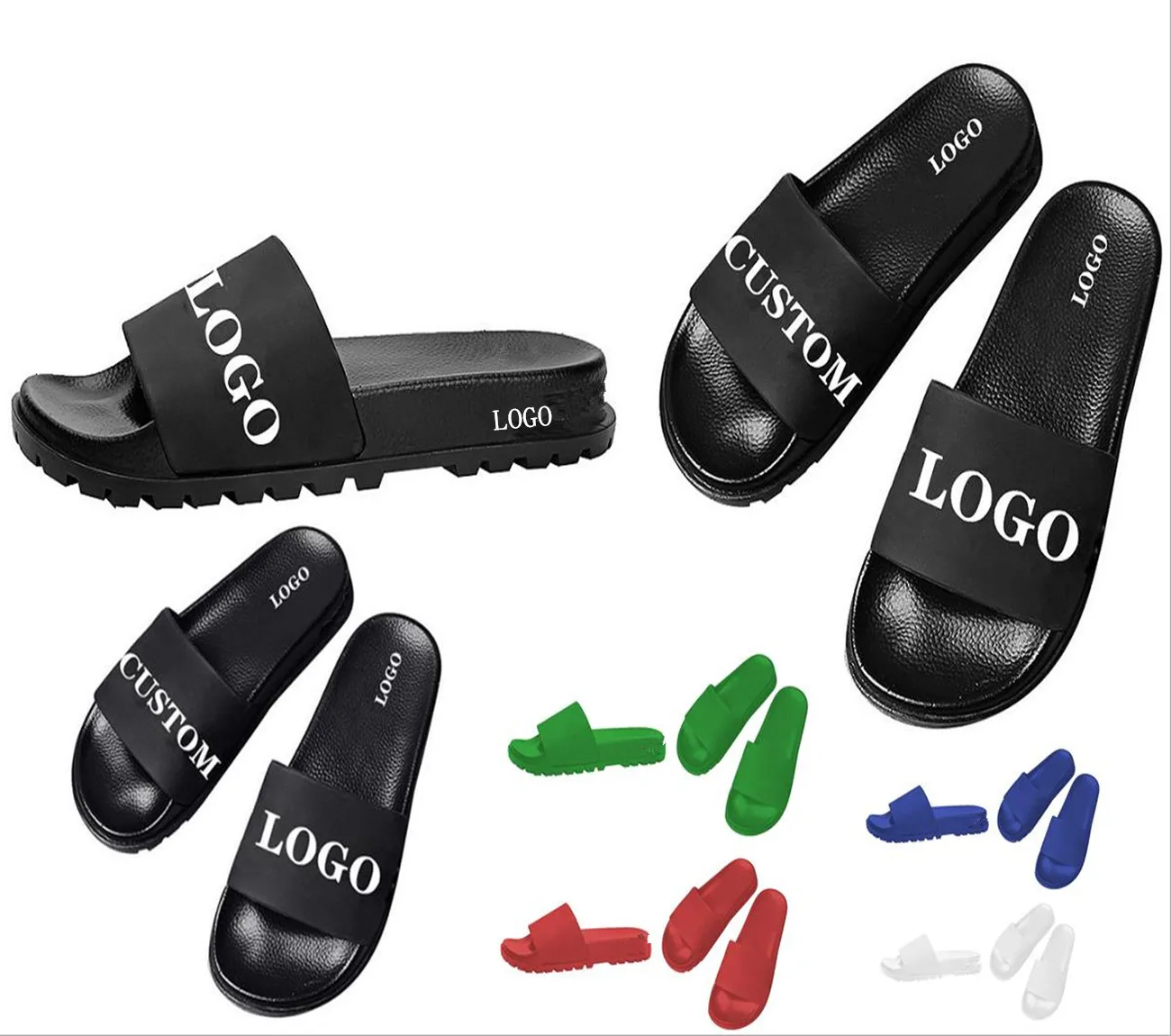 Custom embossed logo mens big size 16 anti-slippery beach thick platform ladies slides sublimation customizable slippers 2024