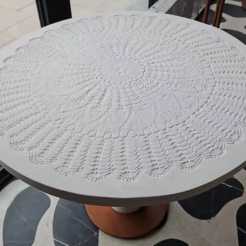 Luxury modern GRC cement table top metal base round Dining table for Home Living Room Furniture