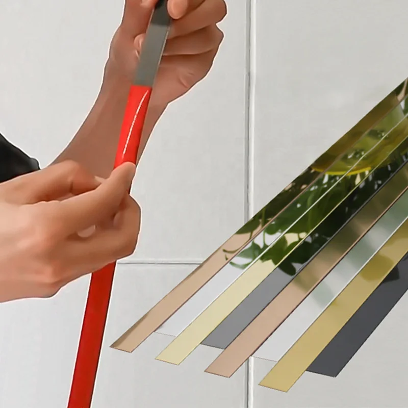 Factory Price Golden Stainless Steel Strip Flat Self-adhesive Tile Trim For Furniture Wall Floor Transition Strip