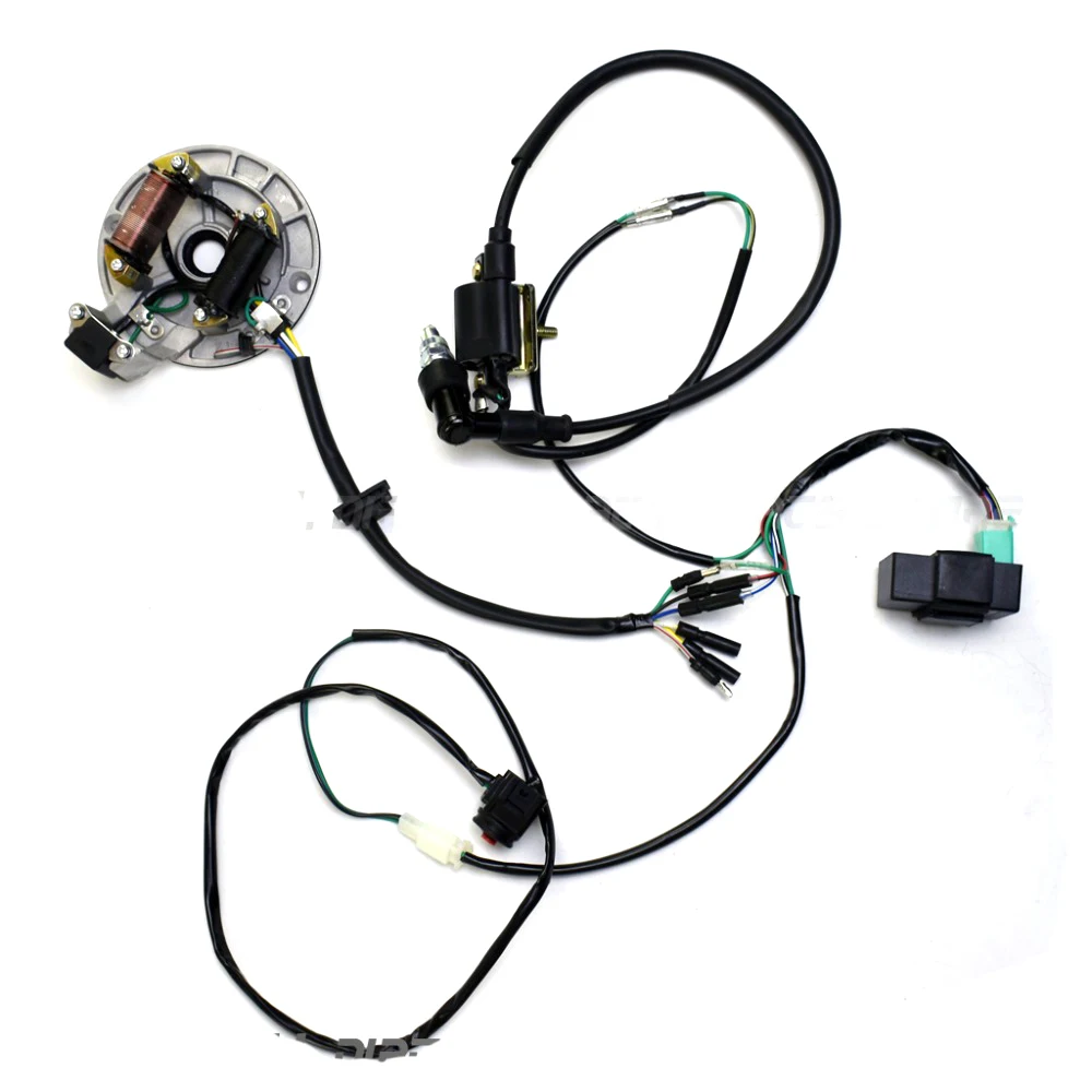Complete Wiring harness Loom ELECTRICS Wiring 50CC 70CC 110CC 125CC WIRE HARNESS CDI COIL DIRT BIKE ENGINE