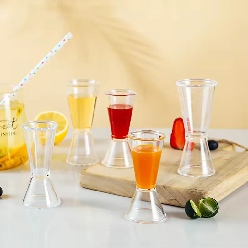 Transparent 20 40ml Double Jigger Bartender Measuring Cup  Resin Double Cocktail PC Plastic Jigger for whisky vodka