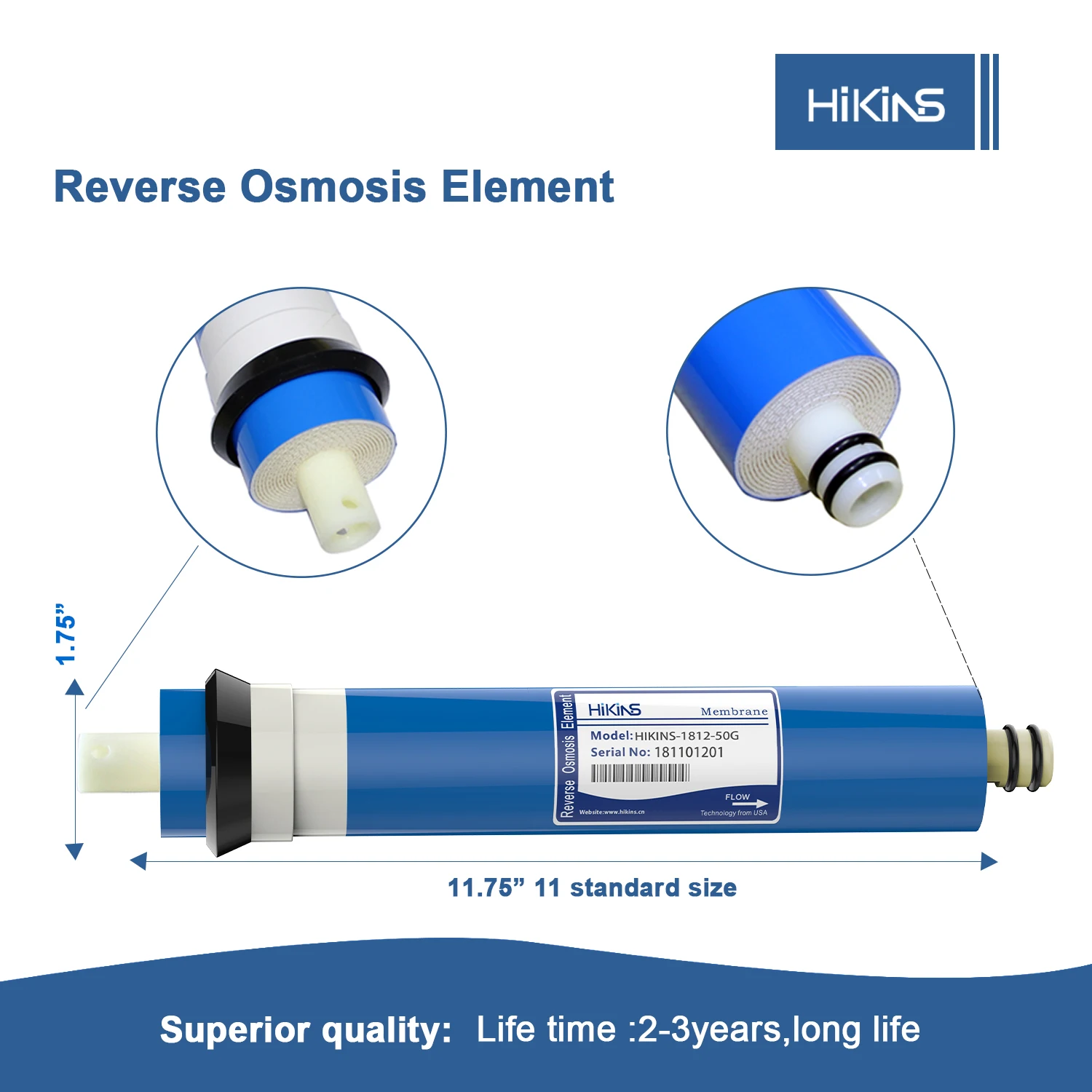 Hikins 50 gpd Filter High TDS 1812-50 Domestic Manufacturers CSM 1812 50gpd Price RO Membrane