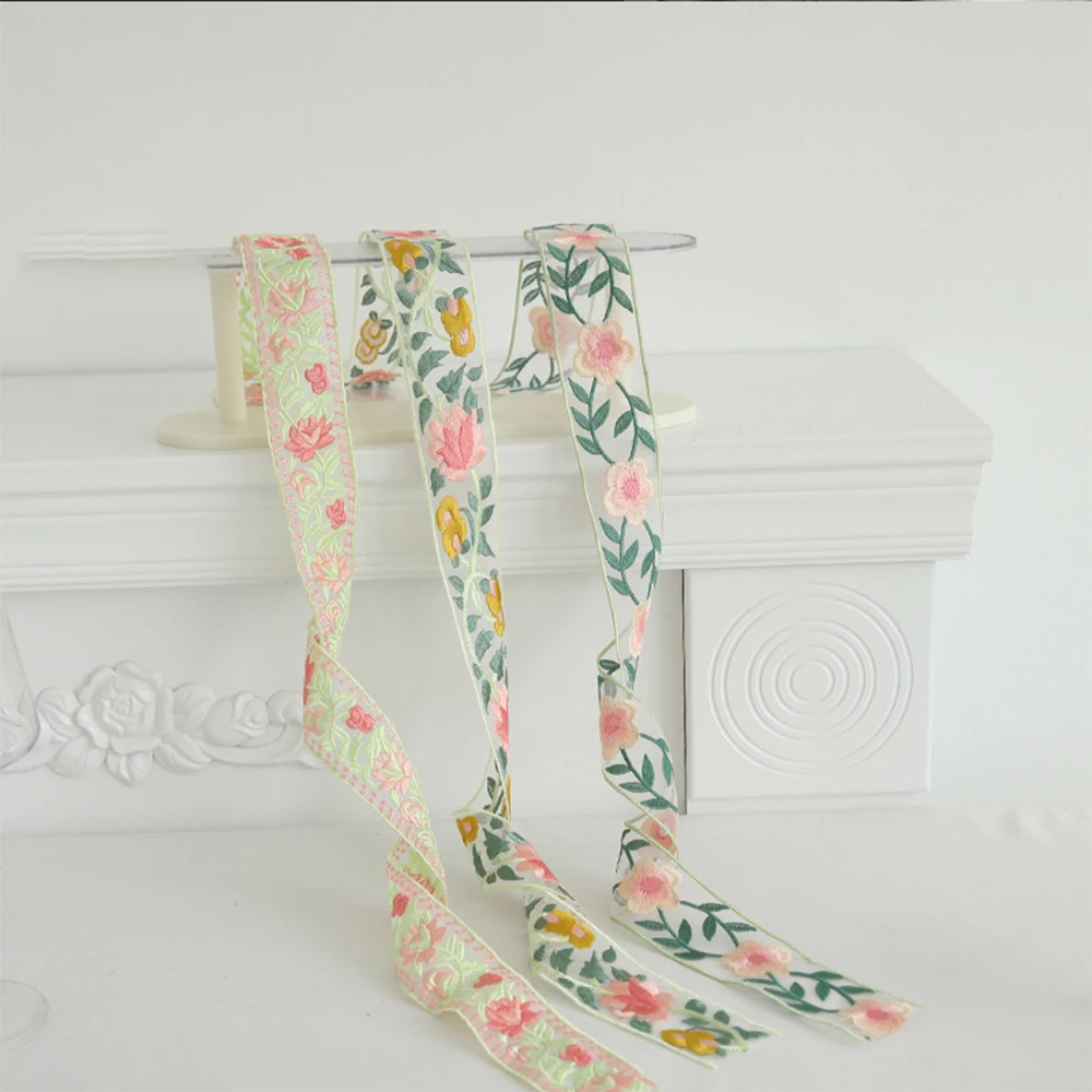 INUNION 38MM Chinese Embroidery Applique Flower Wrapping Paper Embroidered Ribbon