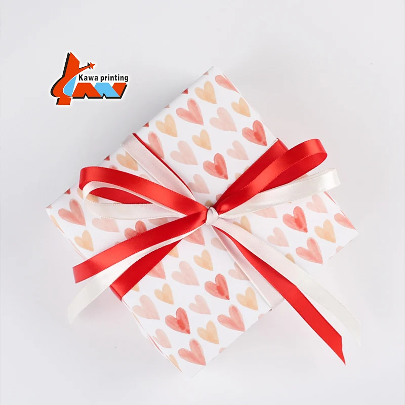 Wholesale Pink Patterns Printed Thick Brown Gift Wrapping Kraft Paper Roll