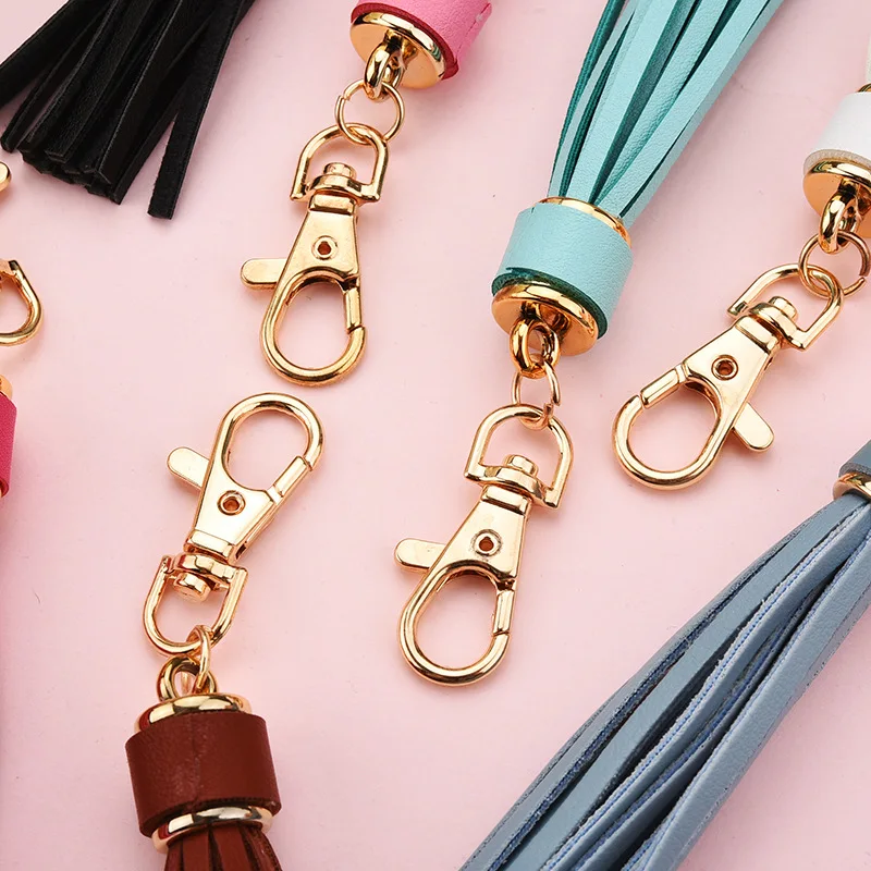 Wholesale new PU tassel pings super slender DIY suitcase accessories key ring leather tassel