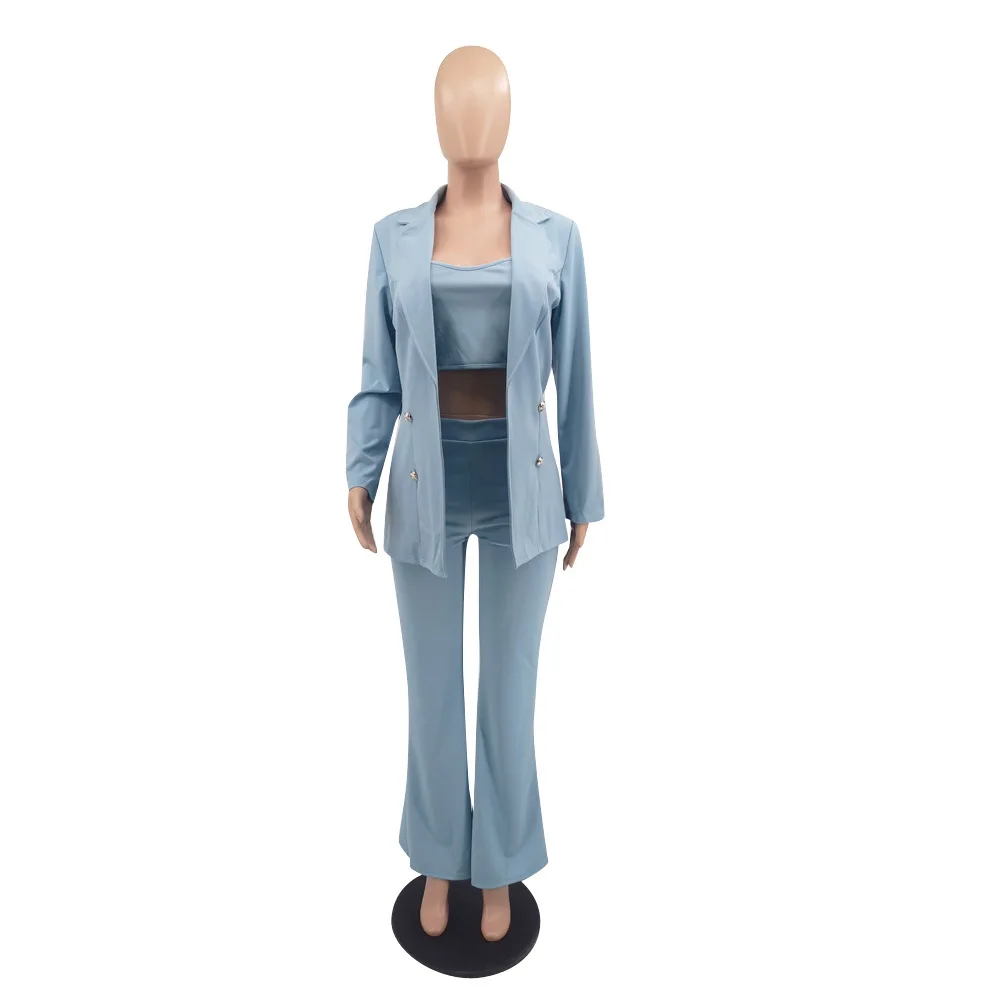 Spring Ladies Office Long Sleeve Blazer Set For Women Suits Office Formal 3 Piece Pants Set Business Suits For Women