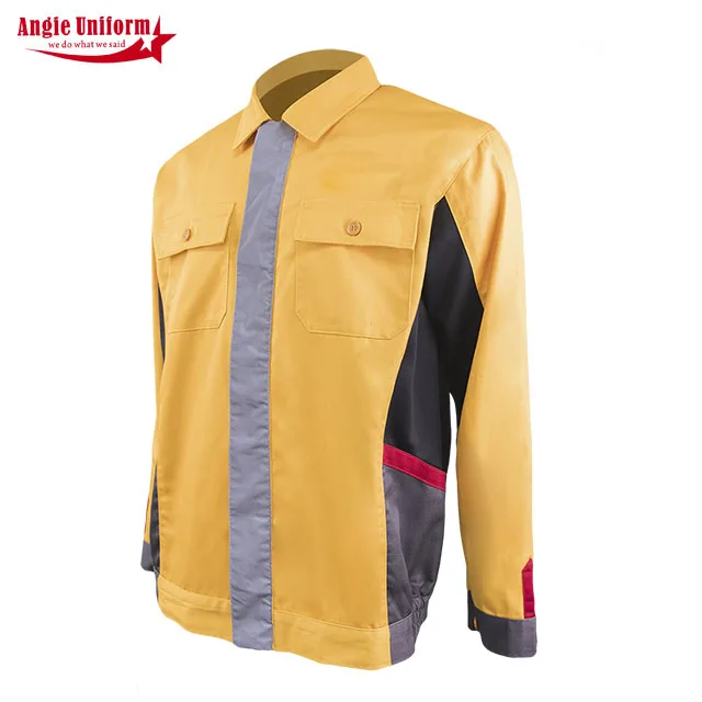 Custom Fashion Oem Reflective Workwear Long Sleeved Clothes Overalls Workwear With Pockets Construction Worker Uniforms