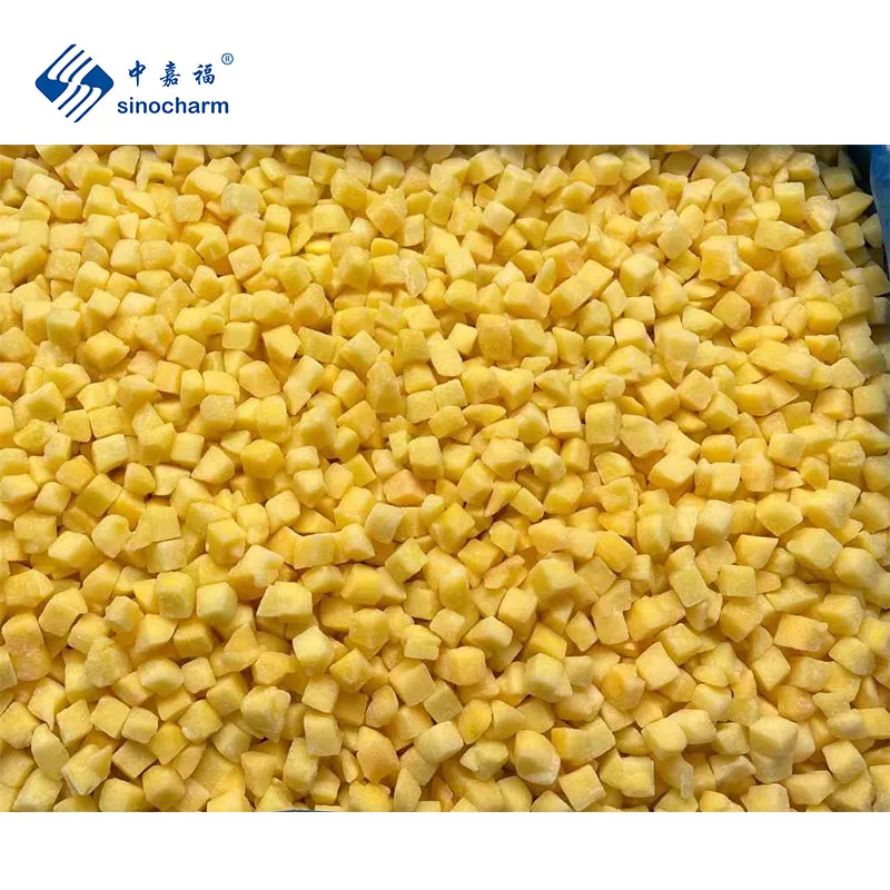 Sinocharm BRC 10*10 мм IQF желтые персиковые кубики заводская цена замороженные нарезанные кубиками персики поставщики