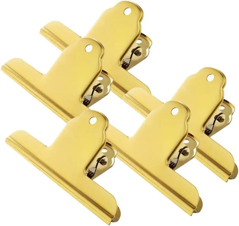 The Gold Metal Bulldog Paper Clips,  Large Bull Clips Clamp for Drawing Board, Home Kitchen Office