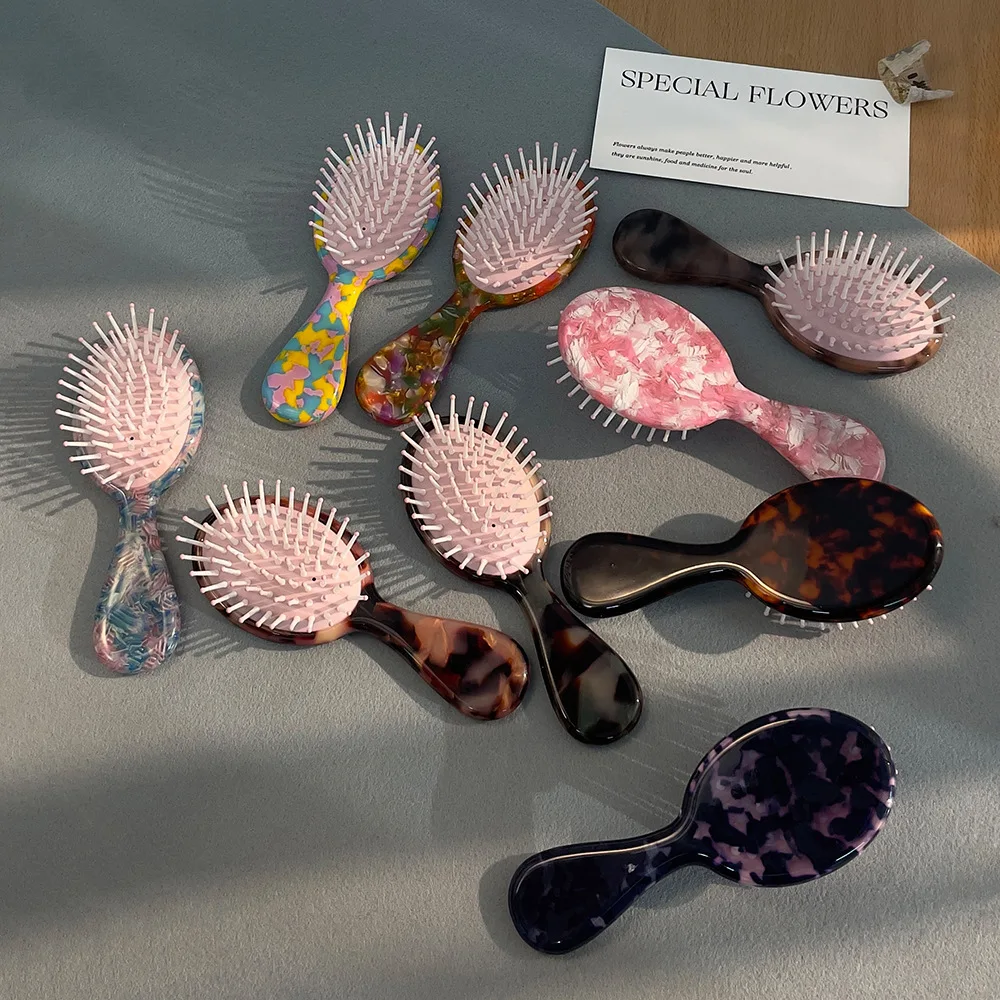 QIYI Hot Selling Mini Acetate Plate Anti Static Hair Comb Small Wide Teeth Air Cushion Hair Comb
