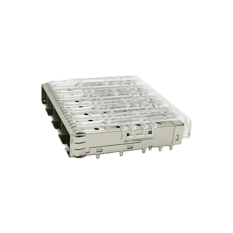 10711114W051 Chinese factories High quality Light bar  1*4 port White brass nickel plated SFP+ Cage Connector