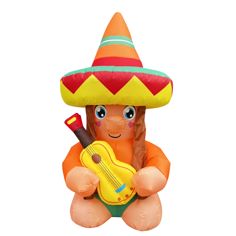 Hot Selling Decoration Latin America Witch Playing Guitar Inflatables For Party Funny