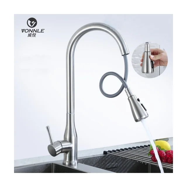 Wholesale Stainless Steel 360 Swivel Pull Down Spray faucets mixers & taps faucet kitchen sink faucet