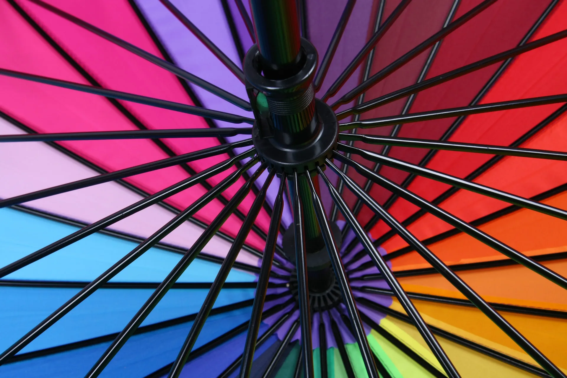 Wholesale 24 inch chromatic straight umbrella manual open rainbow umbrella with digital print custom logo