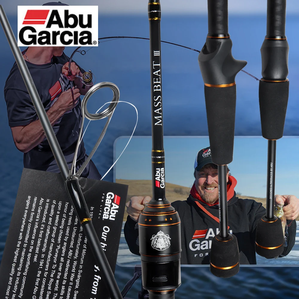 Original Abu Garcia Brand MASS BEAT III Baitcasting Lure Fishing Rod 1.68m 1.83m 1.98m Power Carbon Spinning Fishing Rod