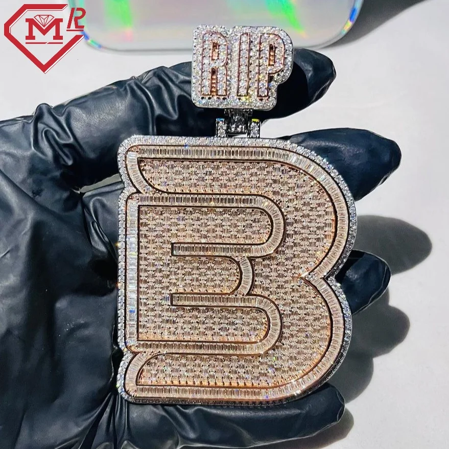 Master Rocks Hiphop Moissanite Pendant Rapper Men 925 Sterling Gold Plating Letter Vss Moissanite Custom Pendant