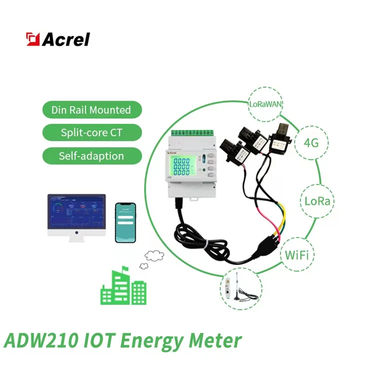 ADW210 Iot Multi-Circuit 3 Phase ac Energy Meter With split core cts