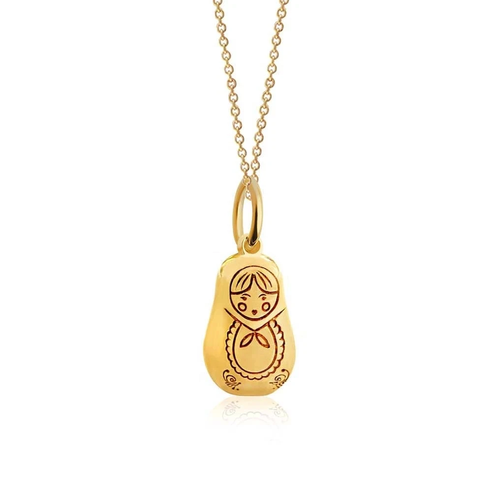 Russian Matryoshka Doll 18K Gold Brass Pendant for Women Jewelry 2020