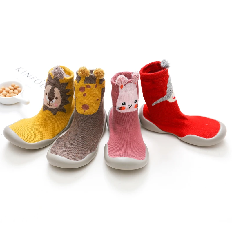 Симпатичные животные мягкие Нескользящие Детские резиновые подошвы махровые хлопковые носки