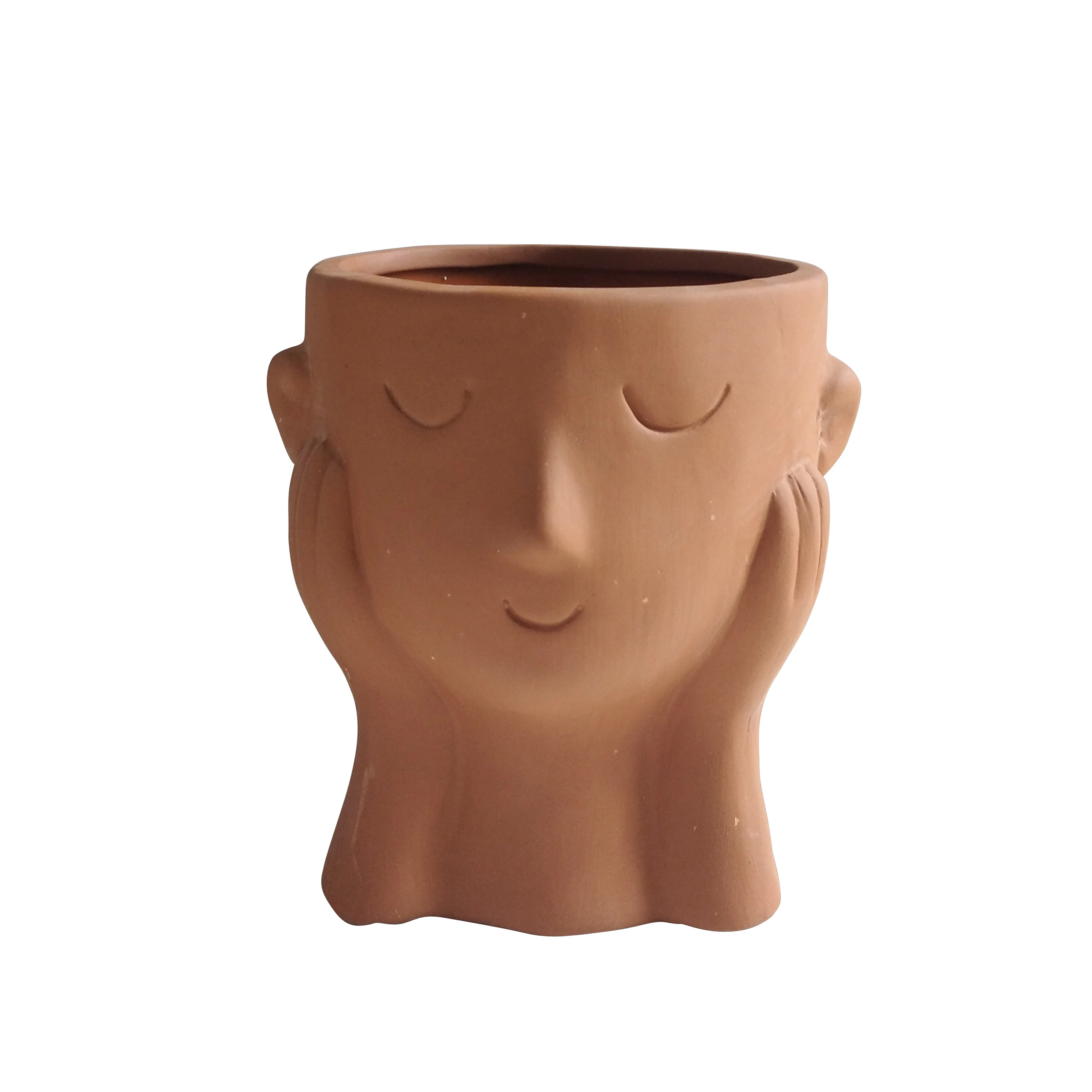 
Indoor home decoration creative human face high temperature clay ceramic terracotta flower pots for succulent planters 