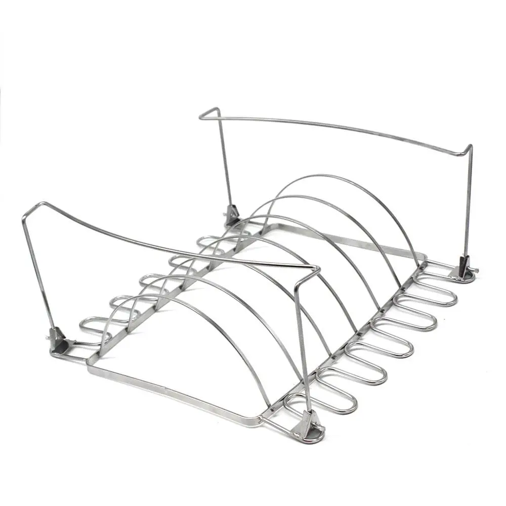3-in-1 Stainless Steel BBQ Rib Rack Chicken Rack to Holds 12 Chicken Legs and 6 Ribs, Grilling Smoking Rib Holders Chicken Stand
