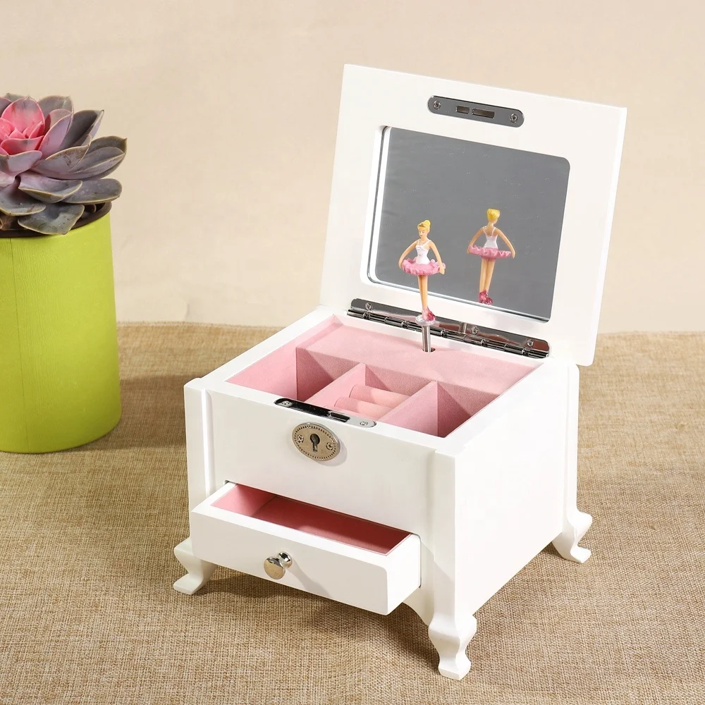 Factory wholesale customization toy music box With drawer wooden ballerina musical jewelry box music boxes