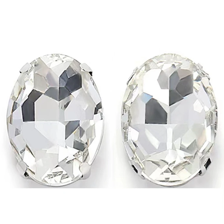 D style nail Oval Customized Shape Hand Sewing Claw Drill Egg Shaped White Rhinestone