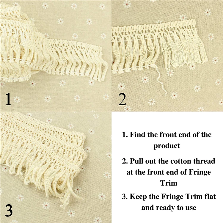 Wholesale 50 Yards 8 cm Polyester White Tassel Fringe Lace Trimming  for Sewing Blanket Curtain