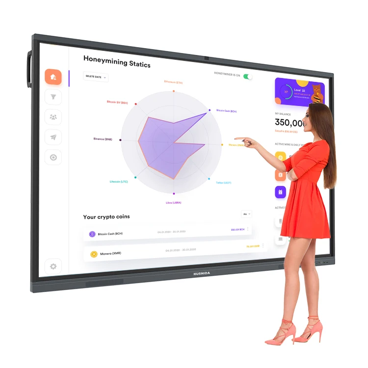 HUSHIDA touch screen interactive whiteboard interactive panel 75 inches interactive smart board for schools