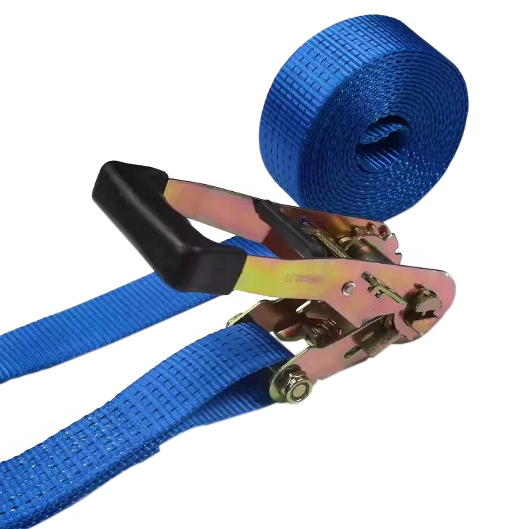 Factory Price Blue Plated Heavy Duty Truck Car Cargo Polyester Lashing Belt 50mm 5ton Ratchet Tie Down Strap