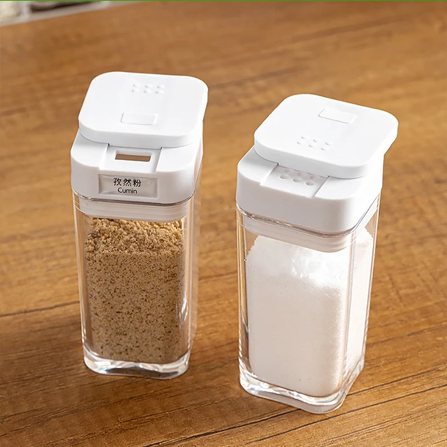 JILEN- 4 Piece Seasoning Box, Transparent Spice Storage Containers with Spoons,for Holding Spices Seasoning box