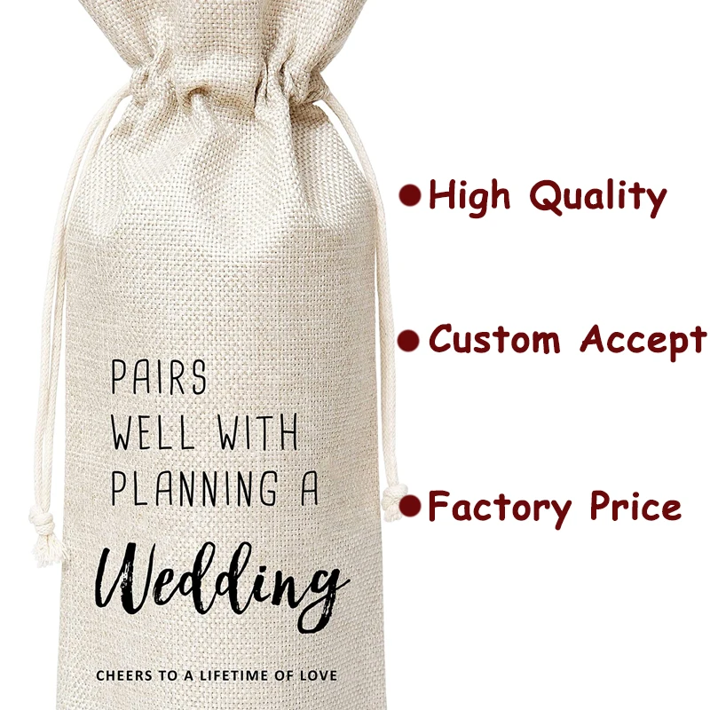 Hot Sale Cheap Linen Burlap Jute Sack Drawstring Wine Gift Bag Wine Bottle Bag Burlap Wine Gift Bags