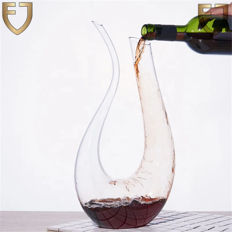 Wholesale U shape crystal clear glass wine decanter 30oz 50oz
