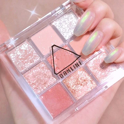 
YUXI Wholesale 9 Colors High Pigmented Eyeshadow Palettes Glitter Pearlescent Makeup Transparent Eyeshadow Palette 