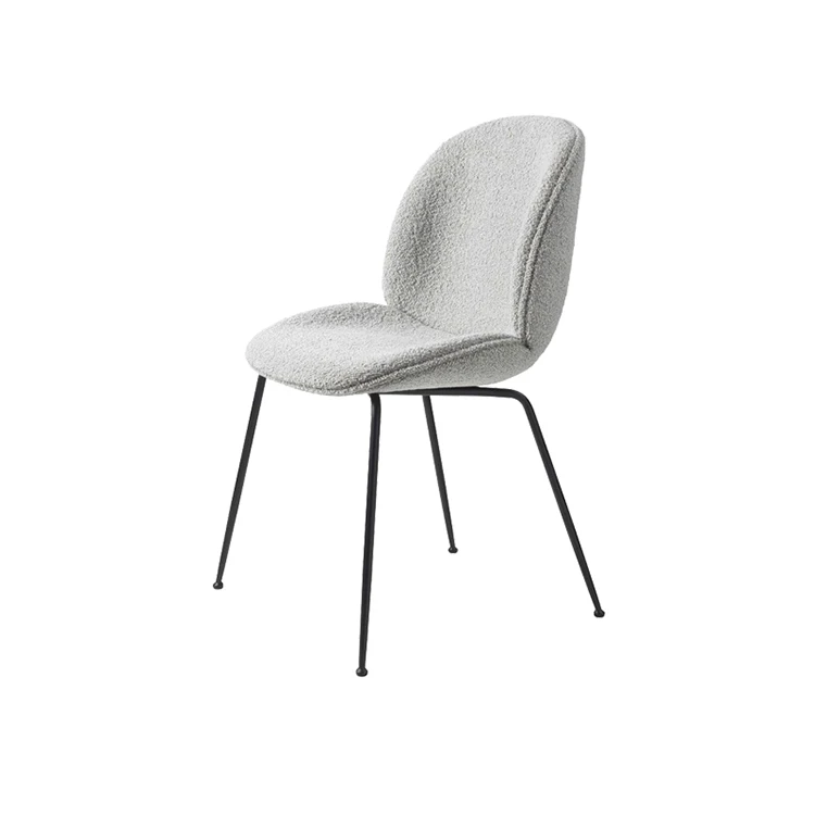 Factory Wholesale cheaper price dining room furniture Fabric velvet dining chair with black metal legs modern