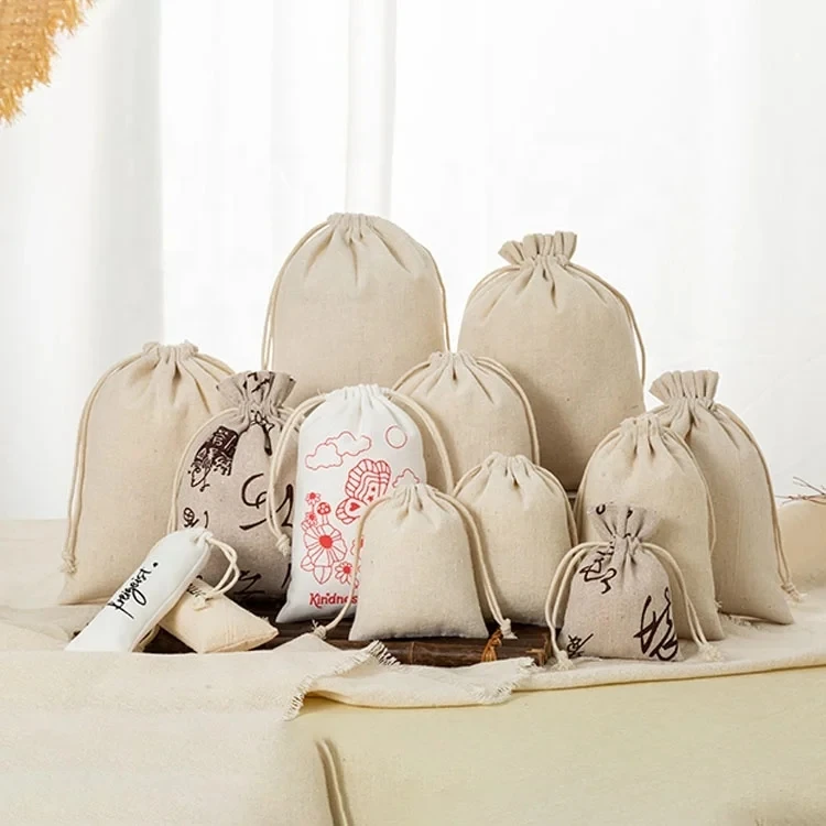 Оптовая продажа по индивидуальному заказу, упаковка для ювелирных изделий, сумка на шнурке, Хлопковая Сумка для ювелирных изделий