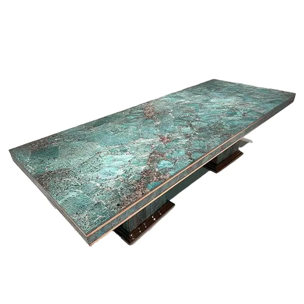 Luxury Brazil Green Natural Marble Top  For Dining Room Rectangular Dining Table