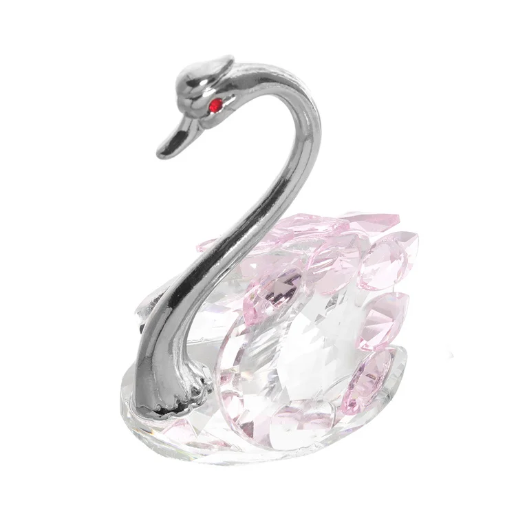 Fancy Figurine Wedding Gift Crystal Swan Wedding Favor With Gift Box with silver neck