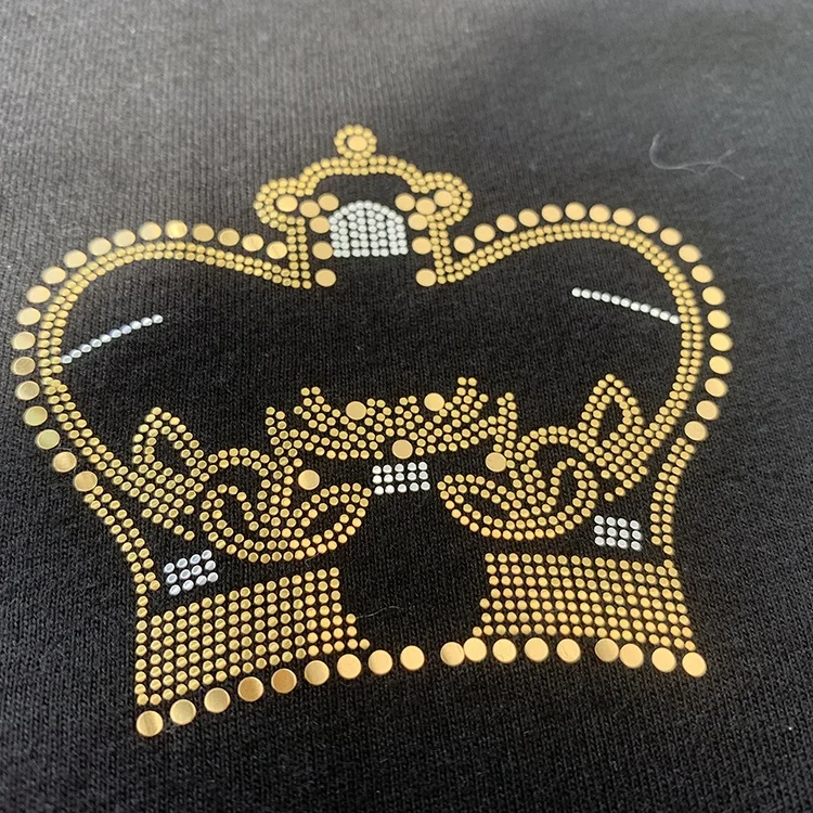 Wholesale Custom Brand Logo Sticker Glitter Labels Iron on Transfer Hotfix Spangle for Dresses Appliques