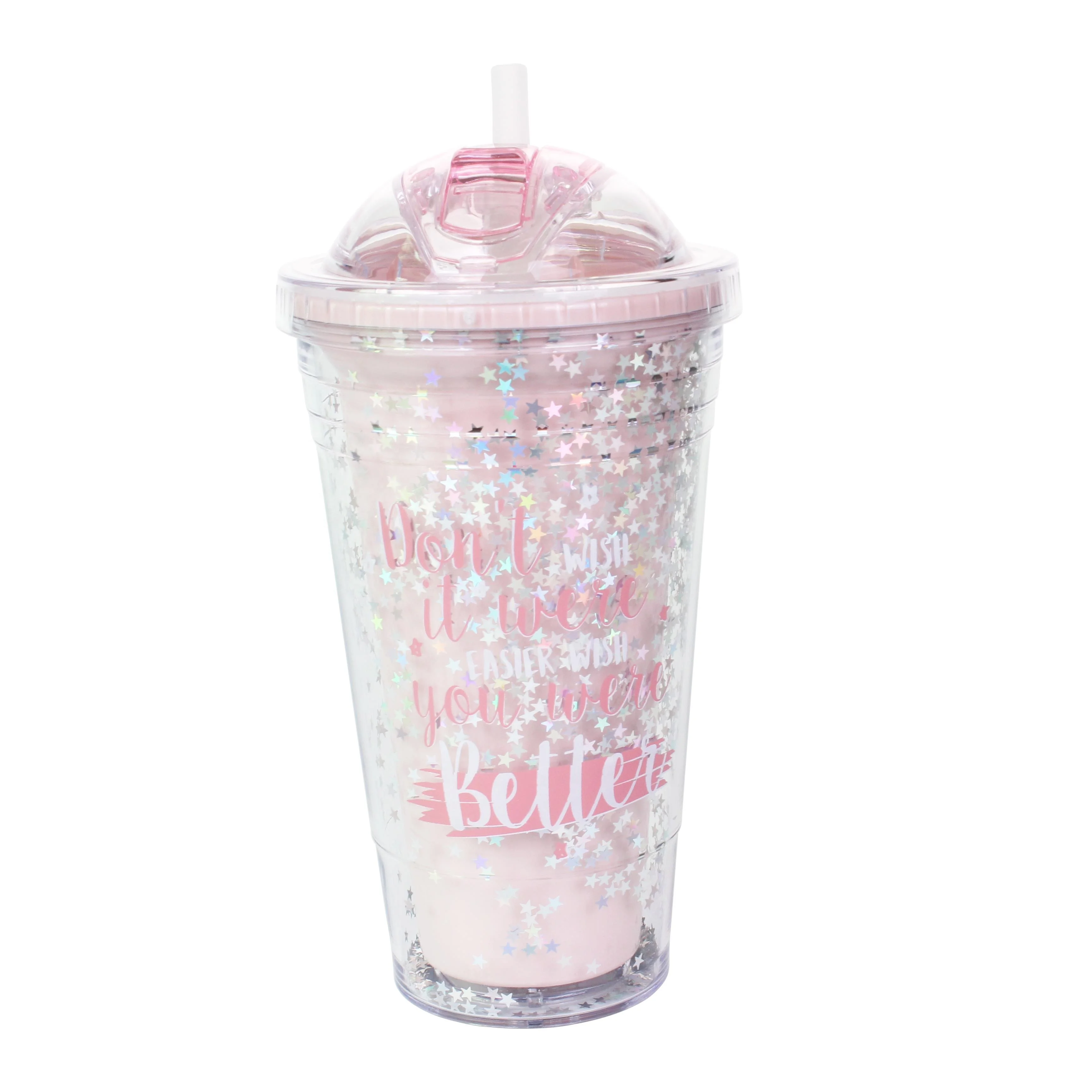 Bpa free reusable travel promotion custom removable paper insert double wall coffee plastic mug with lid