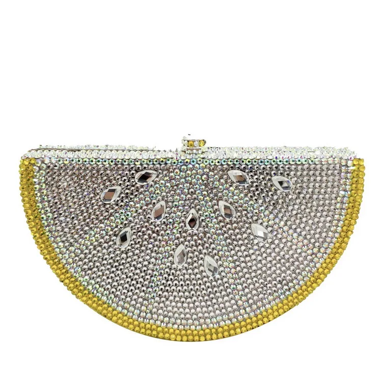 
Bling High Quality Custom Handmade Rhinestone Watermelon Purse Full Crystal Beading Evening Party Clutch Purse Bag Handbag 