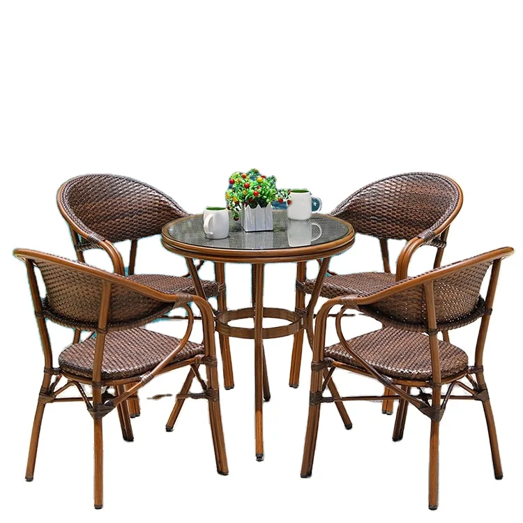 Modern Simplicity Balcony Rattan Outdoor Table Chair Combination Hotel Villa Garden Leisure Chair Rope Rattan Chair