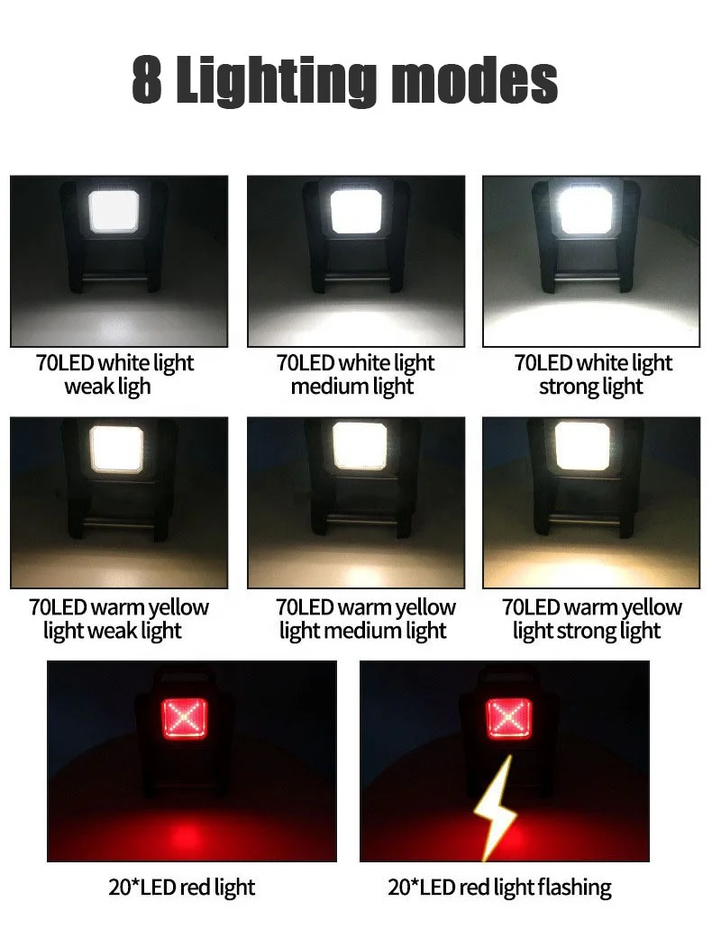 Cross border hot selling SMD and COB long endurance yellow white and red light with telescopic support working floodlight