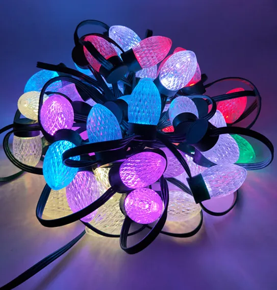  50 узлов Адресуемая светодиодная Рождественская Пиксельная гирлянда RGB S24 12 В постоянного тока WS2811; Полный зеленый провод расстояние между проводами 6