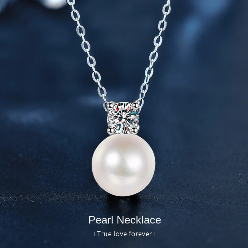 Elegant Fashion Statement Pearl Necklaces S925 Plated Brass Pearl Round Big Pearl Beaded Necklace Jewelry